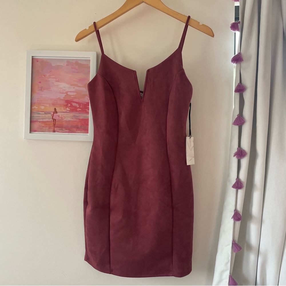 NWT Iris Suede Texture Burgundy Mini Dress